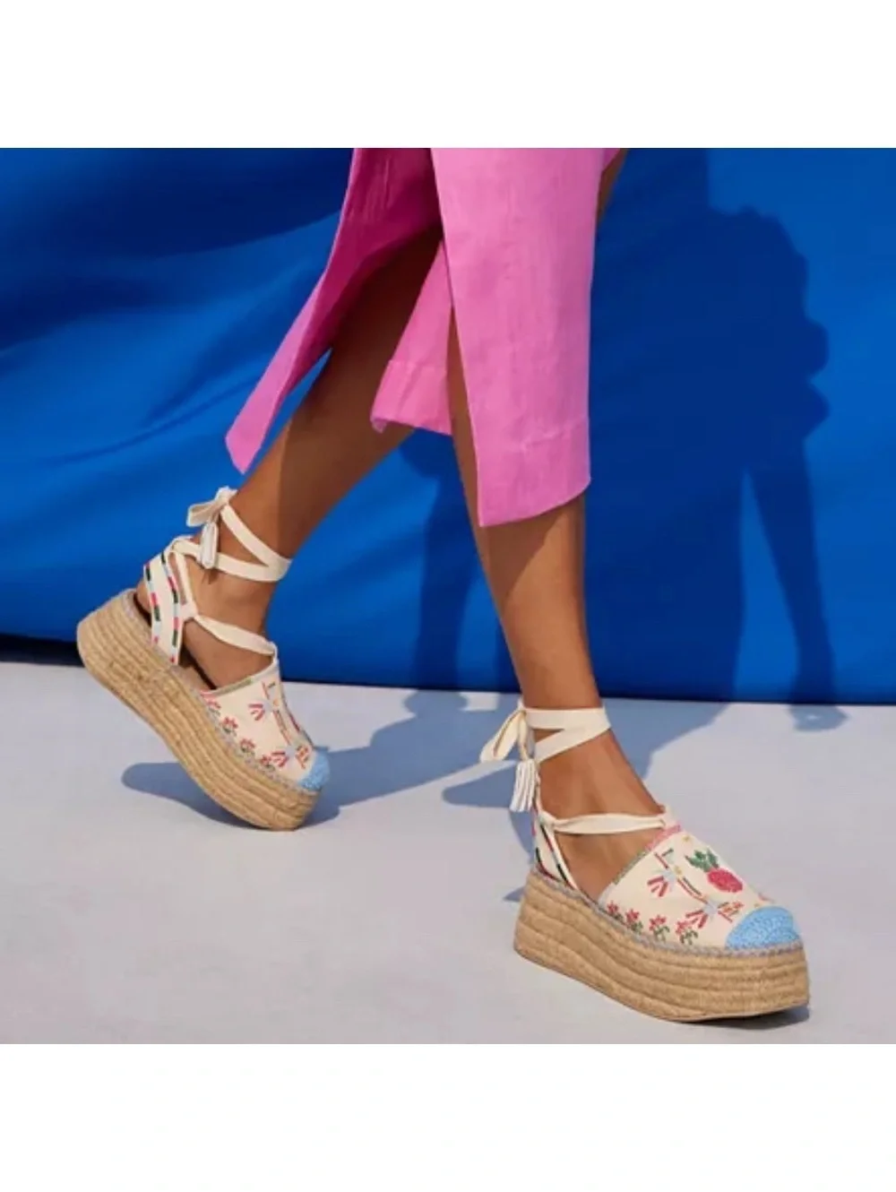 FARM Rio Paradise Bead Embellished Espadrille Platform Shoes Size 11 NWT+DustBag